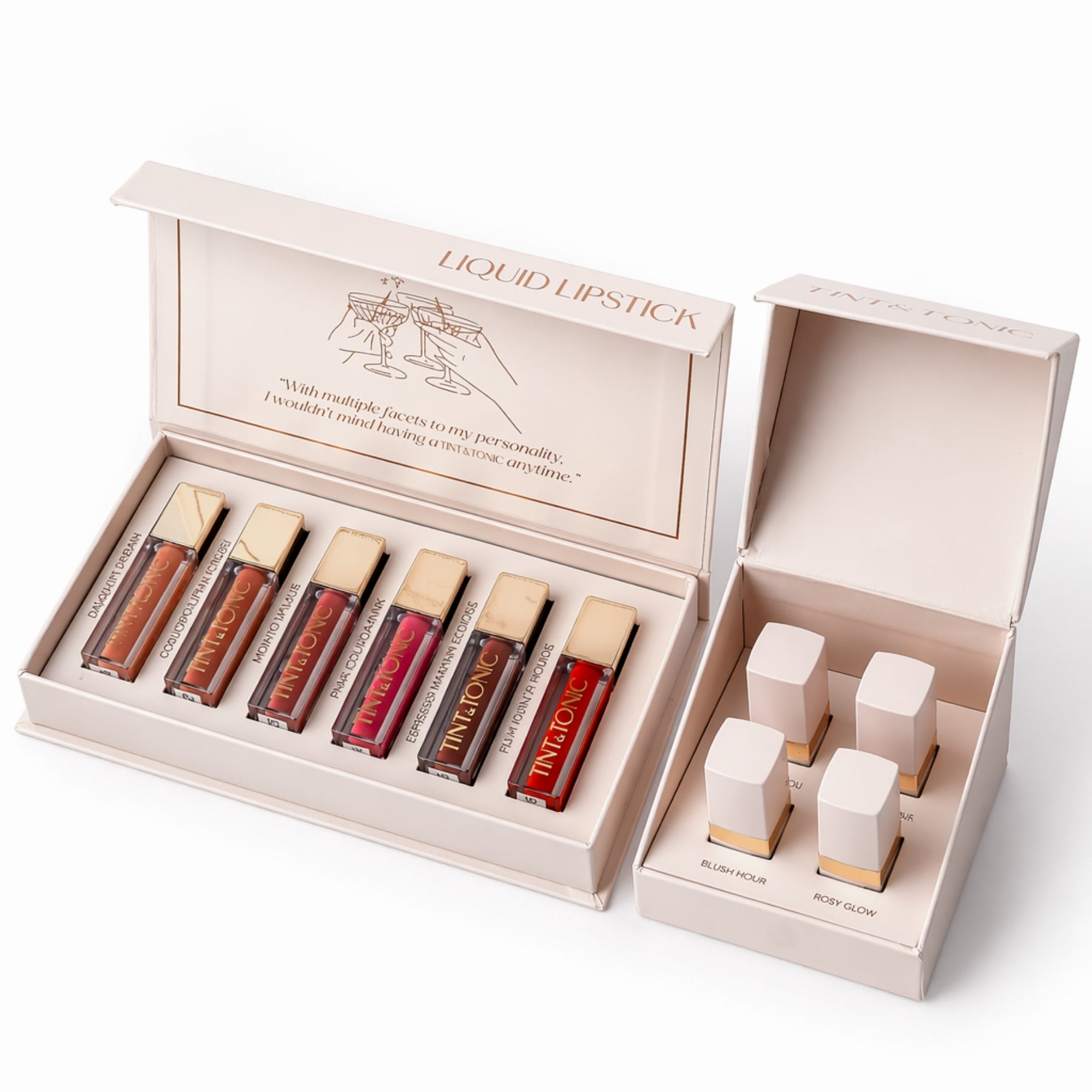 Combo 2: Metalizing Bullet Lipstick (Mini) – (Pack of Four) + Liquid Lipstick (Pack of Six)